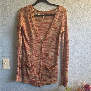Elegant Red and Tan Women's Cardigan